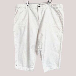 Dressbarn Women's White Denim Bermuda Shorts Size 20 Crystal Studded *See Below!